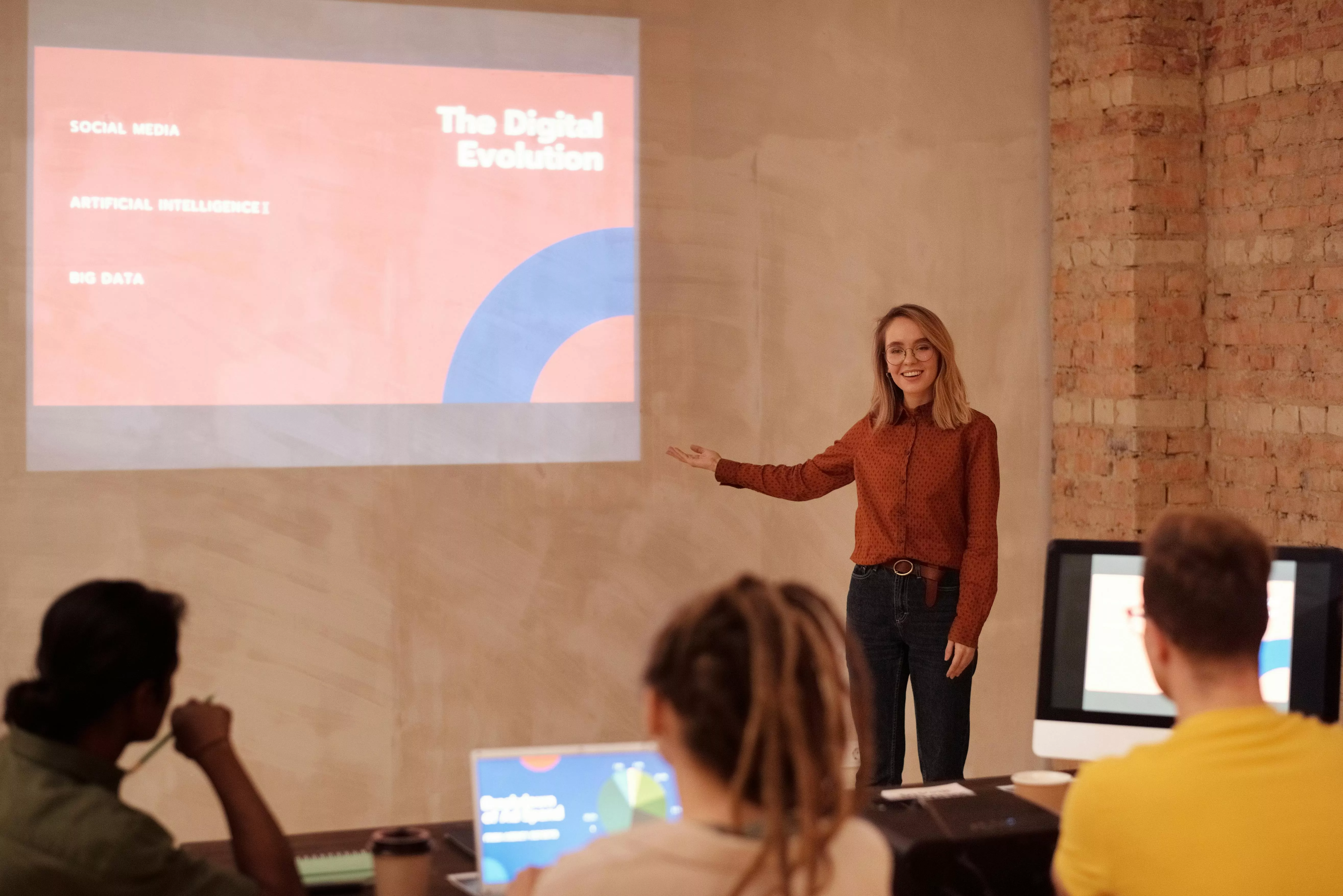 Photo of a person giving a presentation.