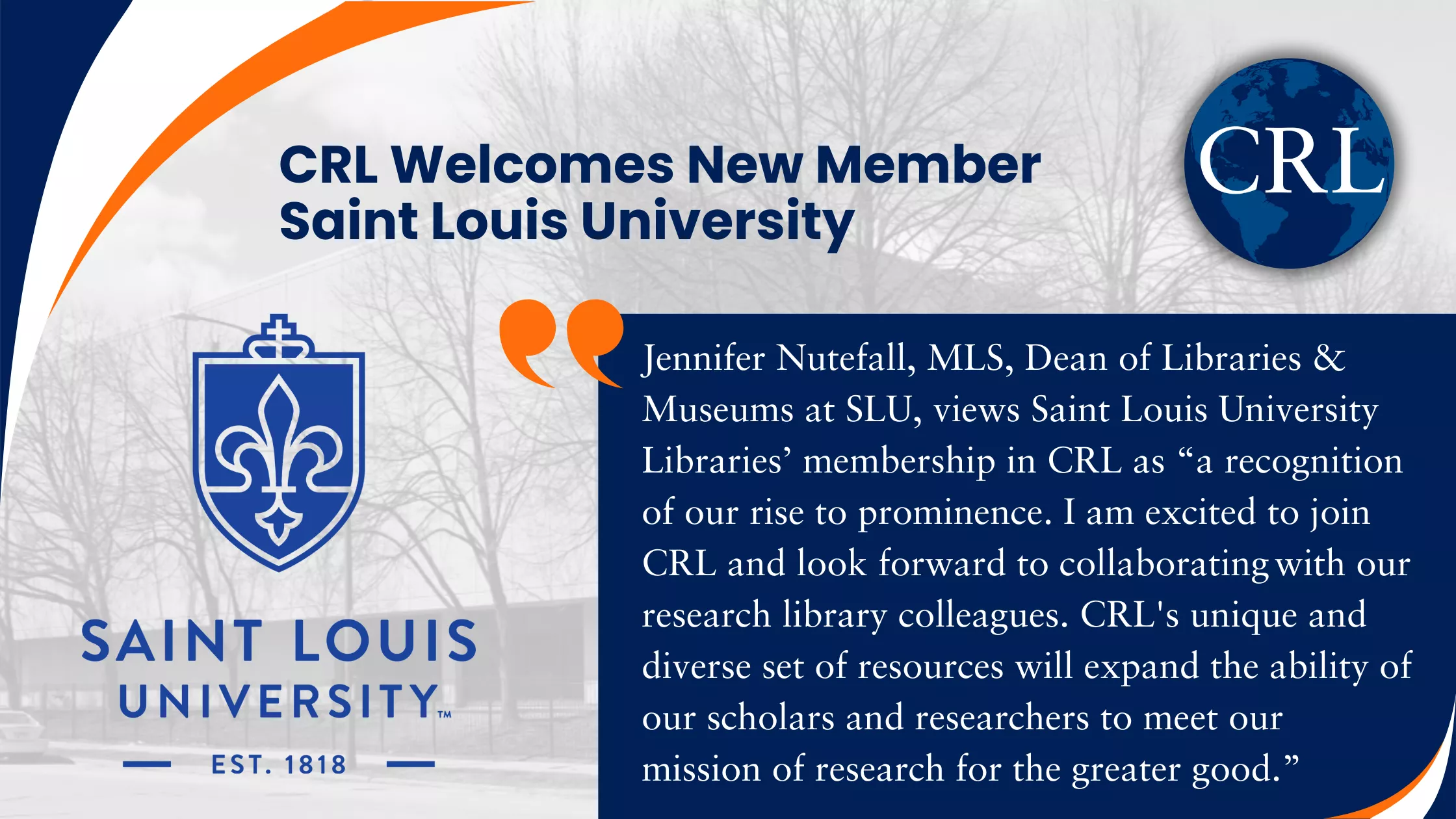 CRL Welcomes SLU as Newest Member